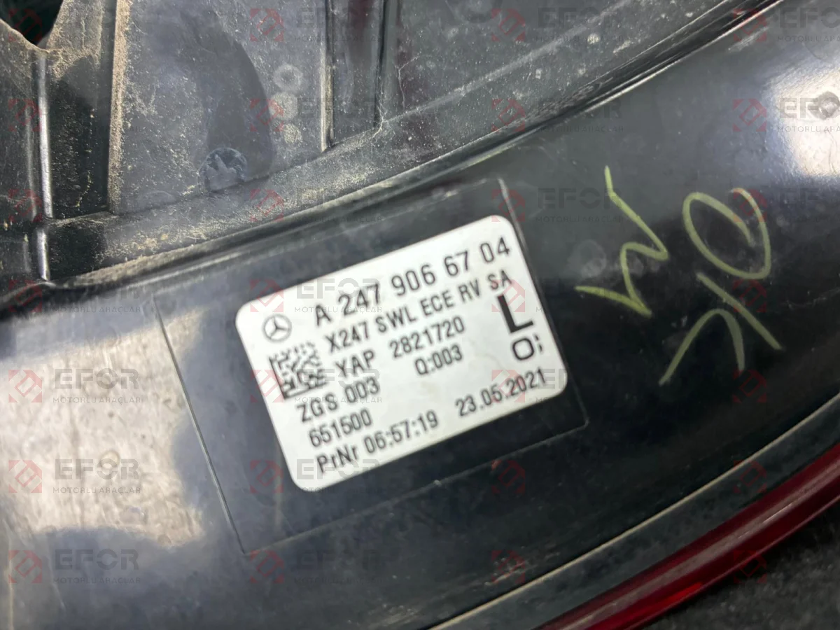 MERCEDES BENZ GLB Sol Arka Stop Lambası